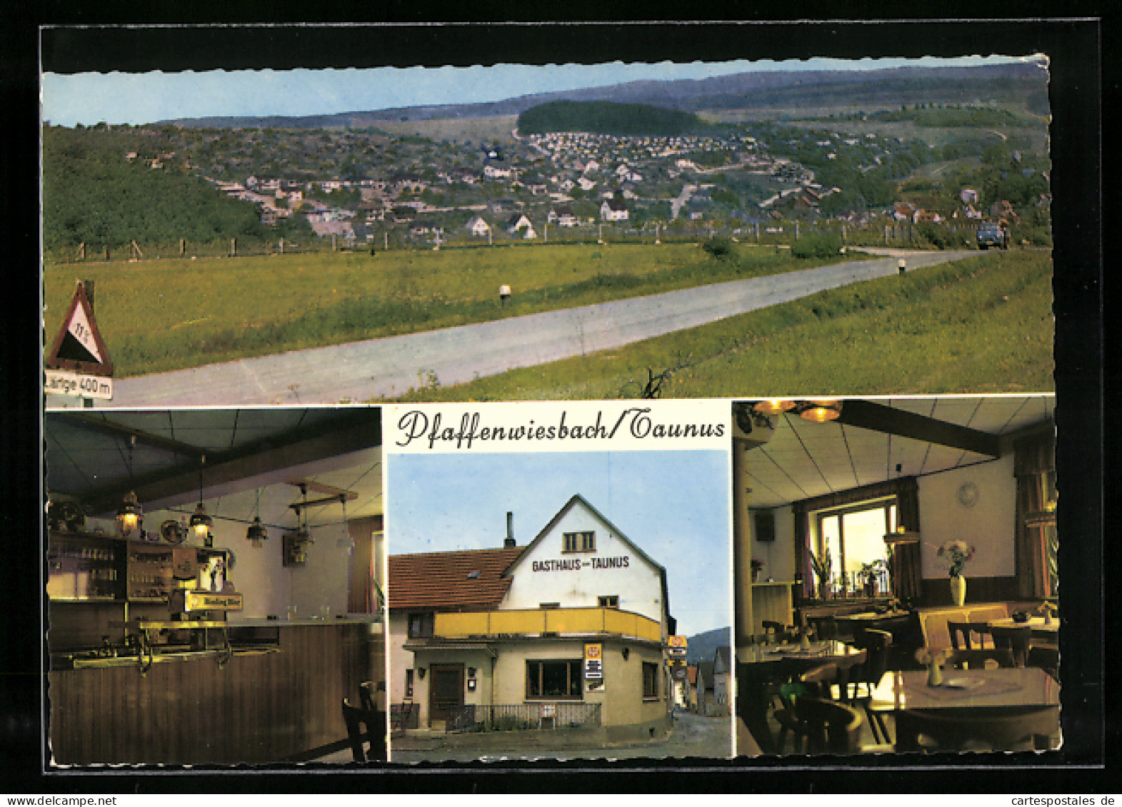 AK Pfaffenwiesbach / Taunus, Totalansicht, Gasthaus Zum Taunus Mit Innenansicht  - Taunus