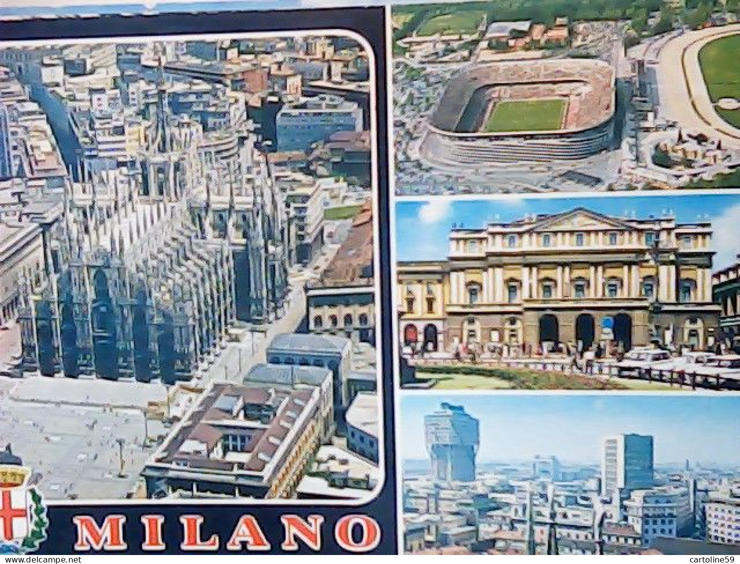 MILANO VEDUTE LA SCALA DUOMO E STADIO STADE SAN SIRO VB1975  JV6474 - Milano