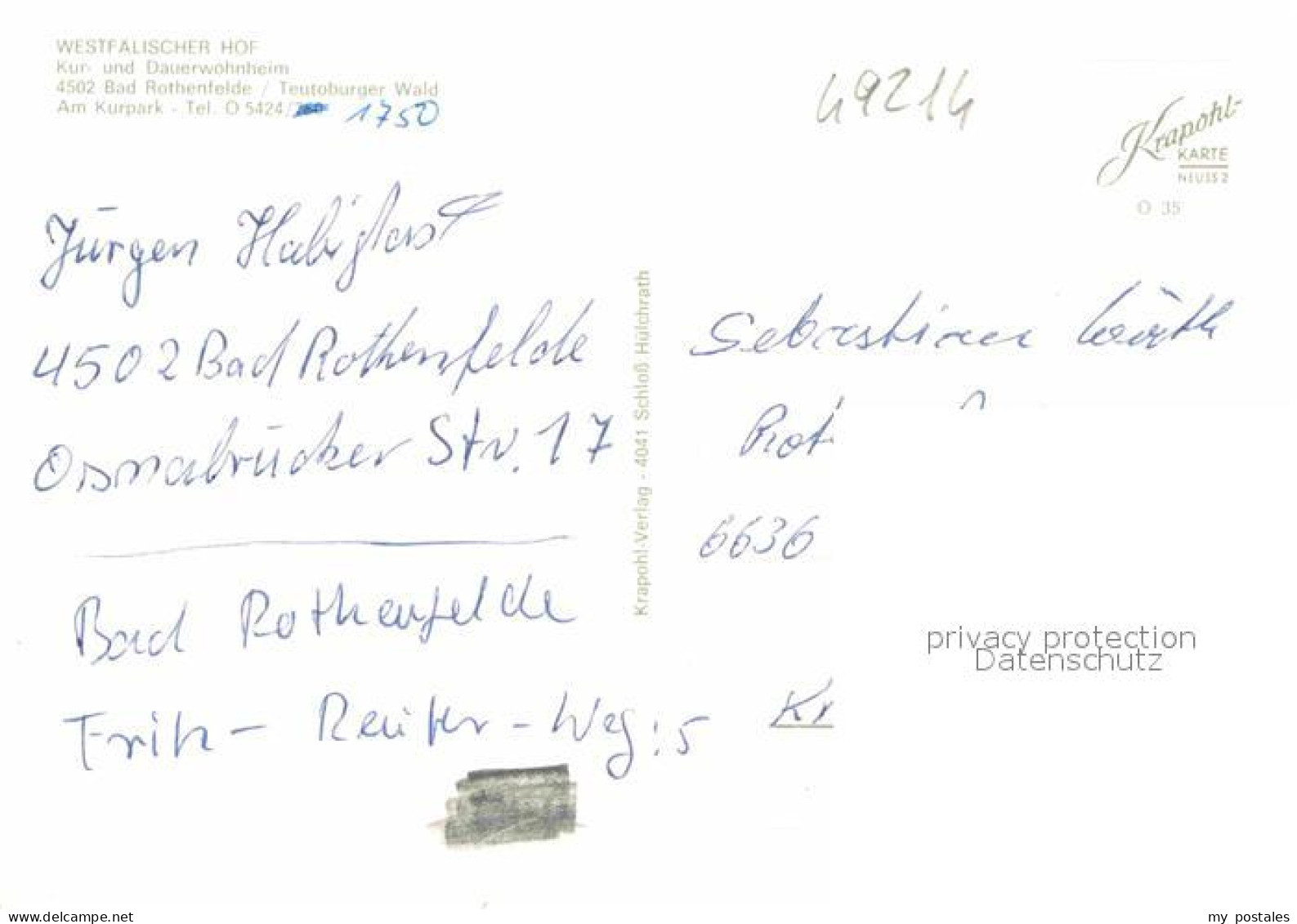72904500 Bad Rothenfelde Westfaelischer Hof Kur- Und Wohnheim Bad Rothenfelde - Bad Rothenfelde