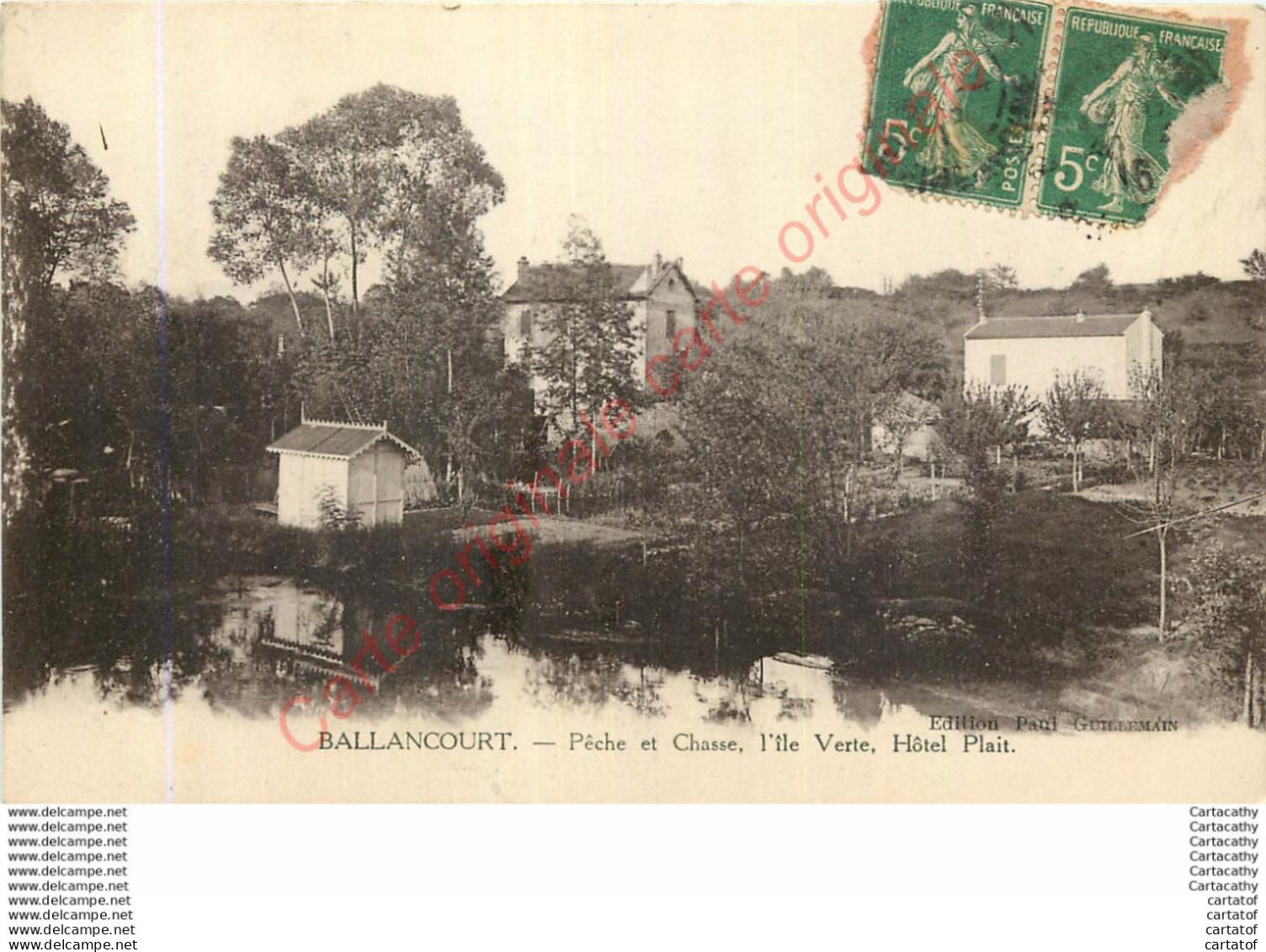 91.  BALLANCOURT .  Pêche Et Chasse . Ile Verte .  Hôtel Plait . - Ballancourt Sur Essonne