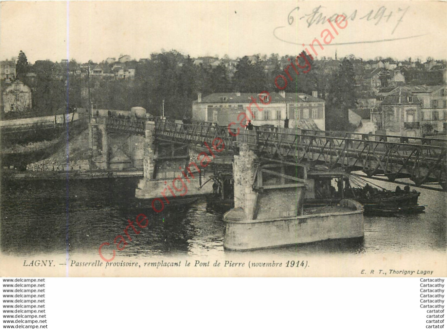 77.  LAGNY .  Passerelle Provisoire Remplaçant Le Pont De Pierre . Novembre 1914 . - Lagny Sur Marne