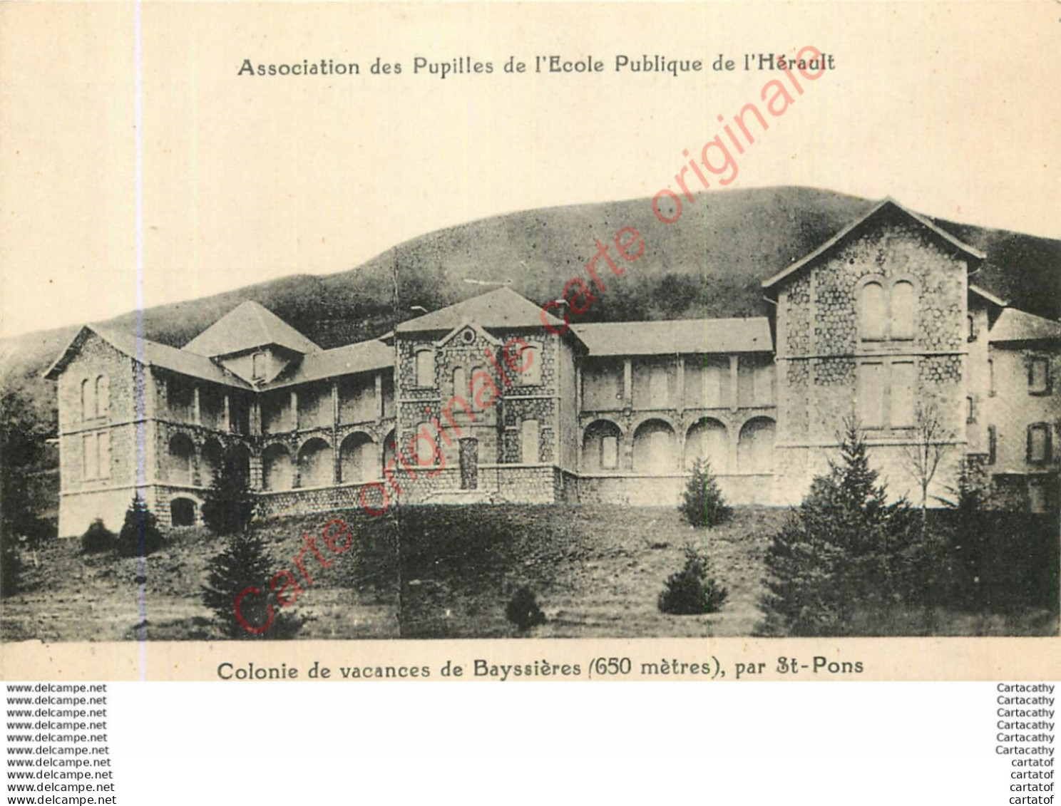 34.  Association Des Pupilles De L'Ecole Publique De L'Hérault . Colonie De Vacances De BAYSSIERES Par SAINT PONS . - Autres & Non Classés