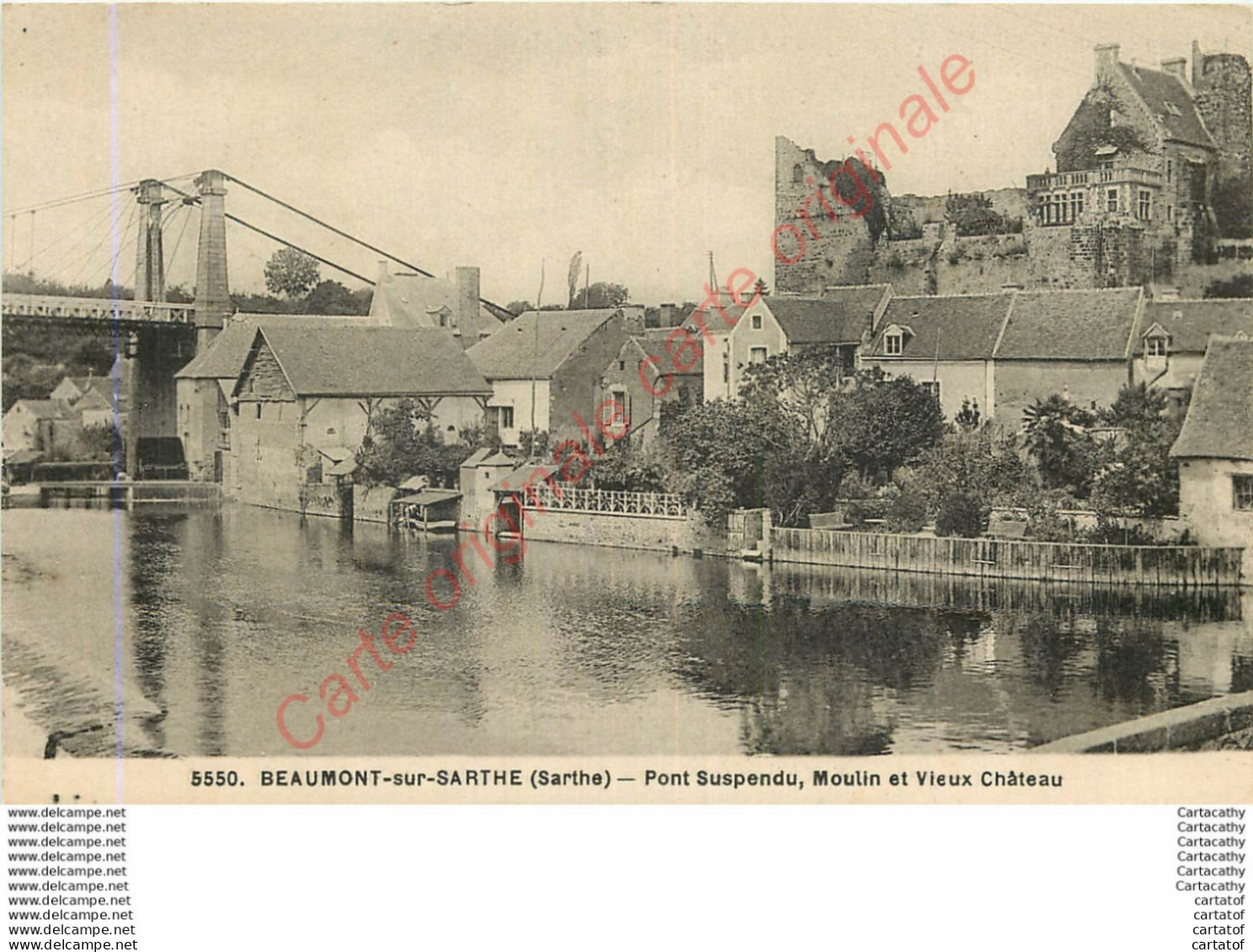 72.  BEAUMONT SUR SARTHE .  Pont Suspendu, Moulin Et Vieux Château . - Beaumont Sur Sarthe