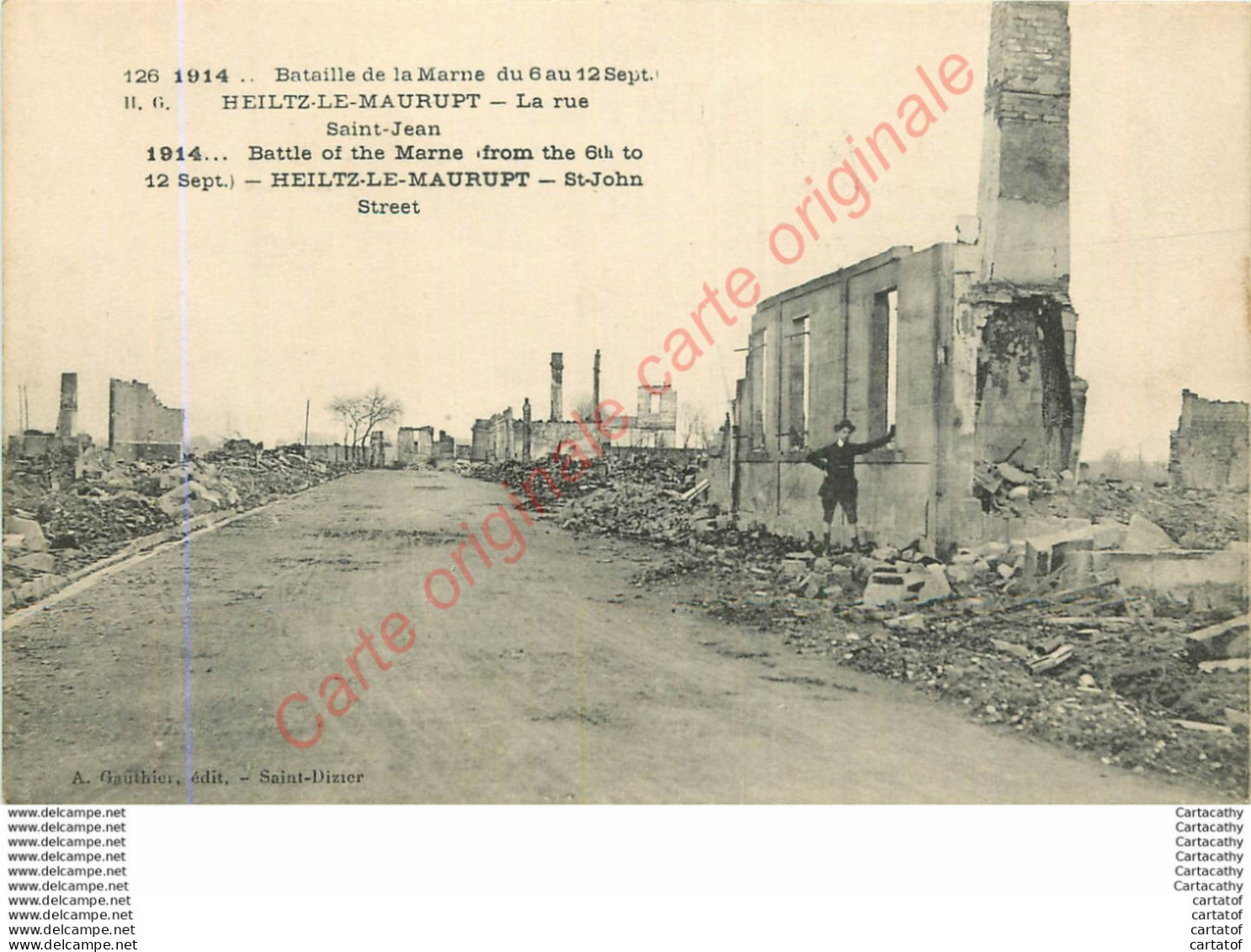51.  HEIILTZ LE MAURUPT . La Rue Saint Jean.  BATAILLE DE LA MARNE 1914 . - Other & Unclassified