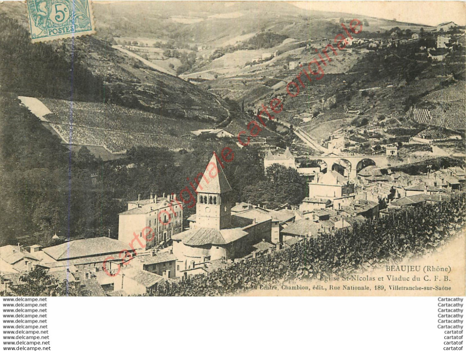 69.  BEAUJEU .  Eglise St-Nicolas Et Viaduc Du C. F. B. - Beaujeu