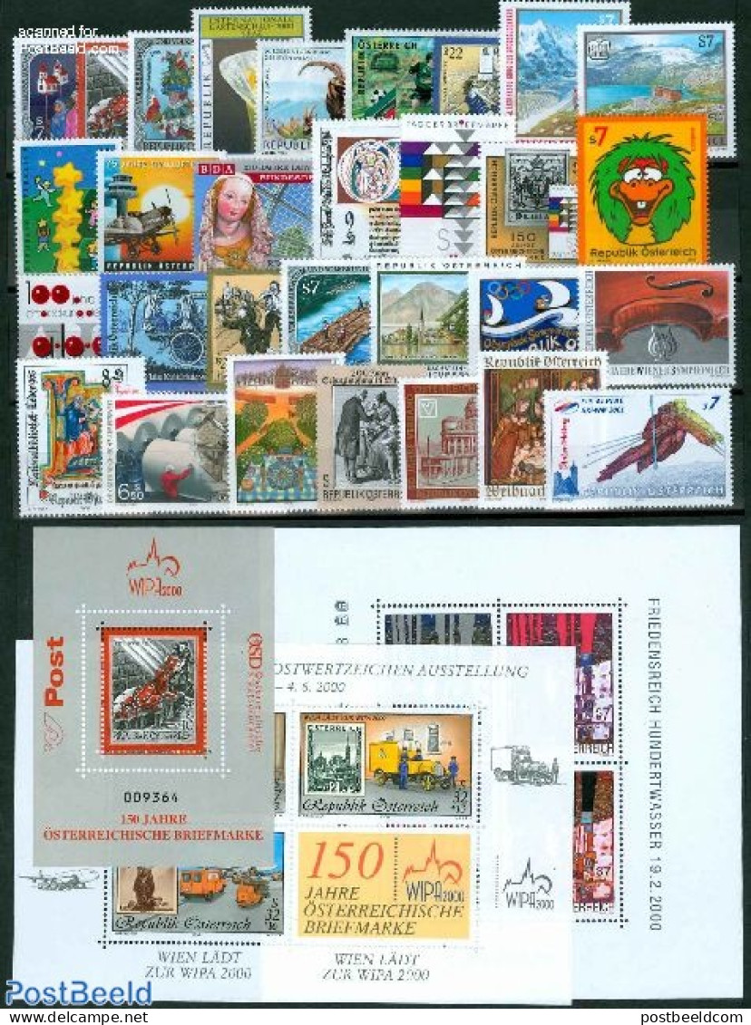 Austria 2000 Yearset 2000, Complete, 30v + 3s/s, Mint NH, Various - Yearsets (by Country) - Neufs