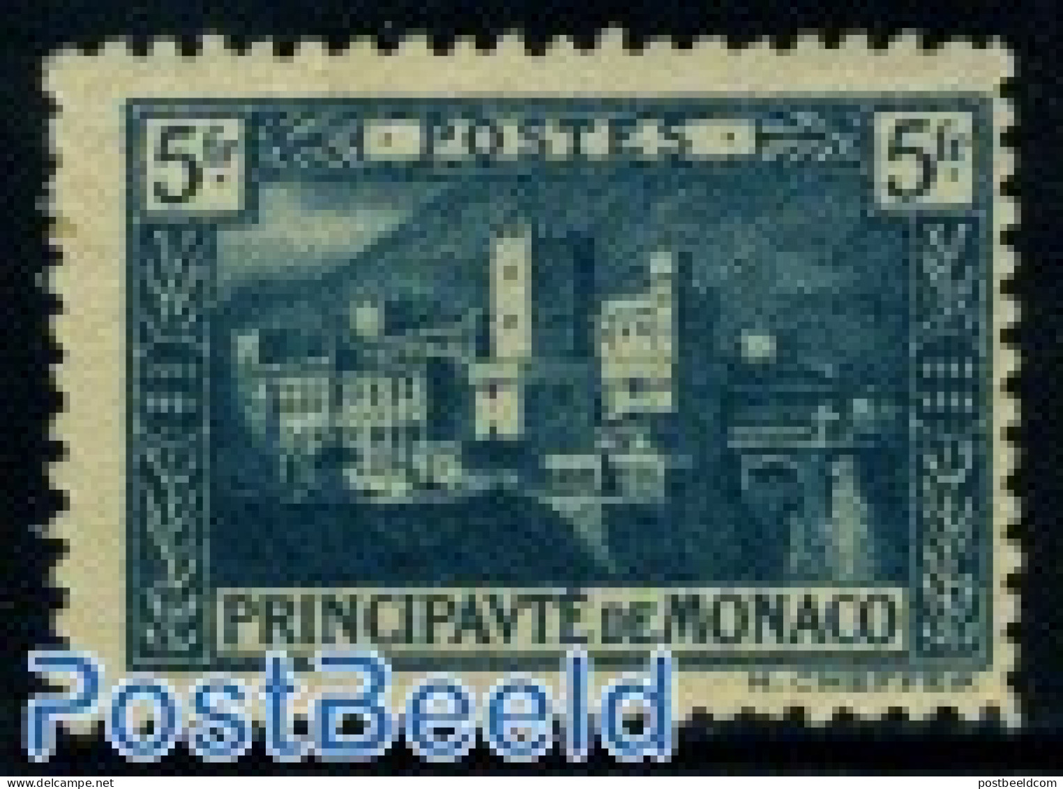 Monaco 1922 5fr, Stamp Out Of Set, Unused (hinged), Castles & Fortifications - Ongebruikt