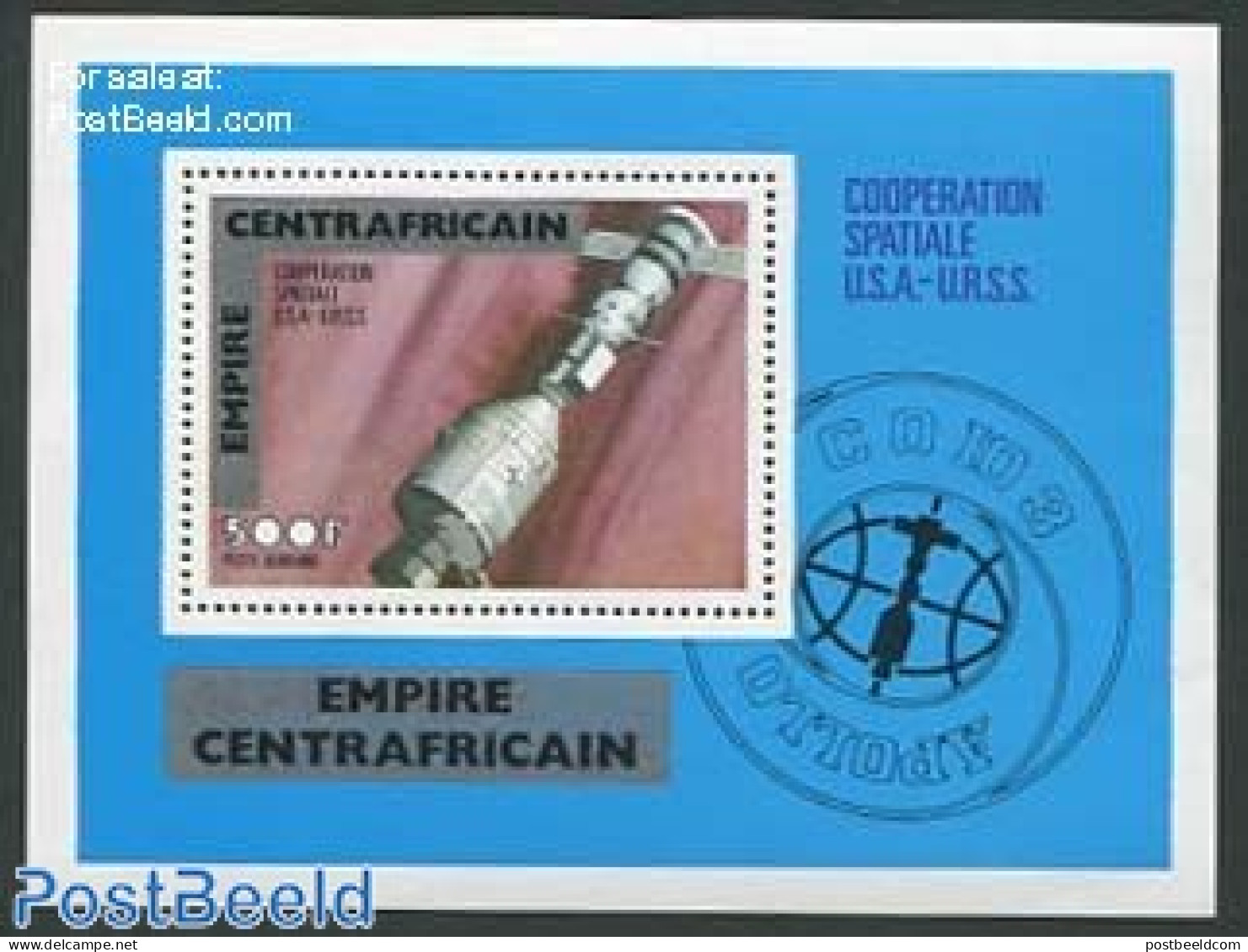 Central Africa 1977 Space Co-operation Overprinted S/s, Mint NH, Transport - Space Exploration - Zentralafrik. Republik