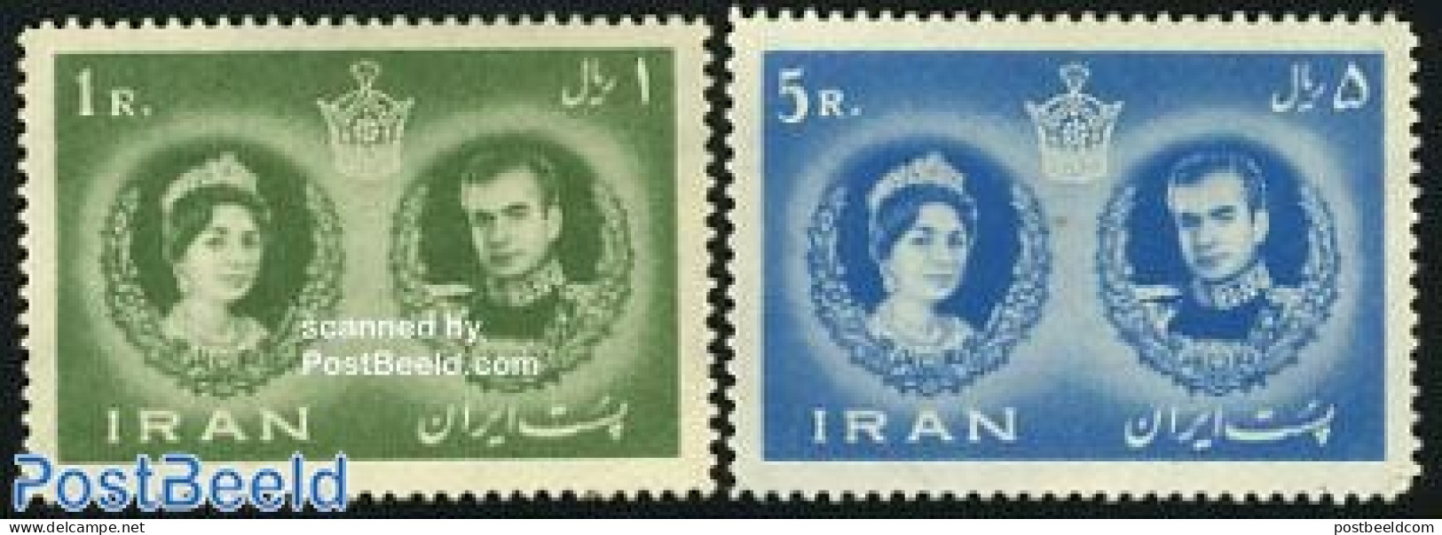 Iran/Persia 1960 Shah Wedding 2v, Mint NH, History - Kings & Queens (Royalty) - Familles Royales