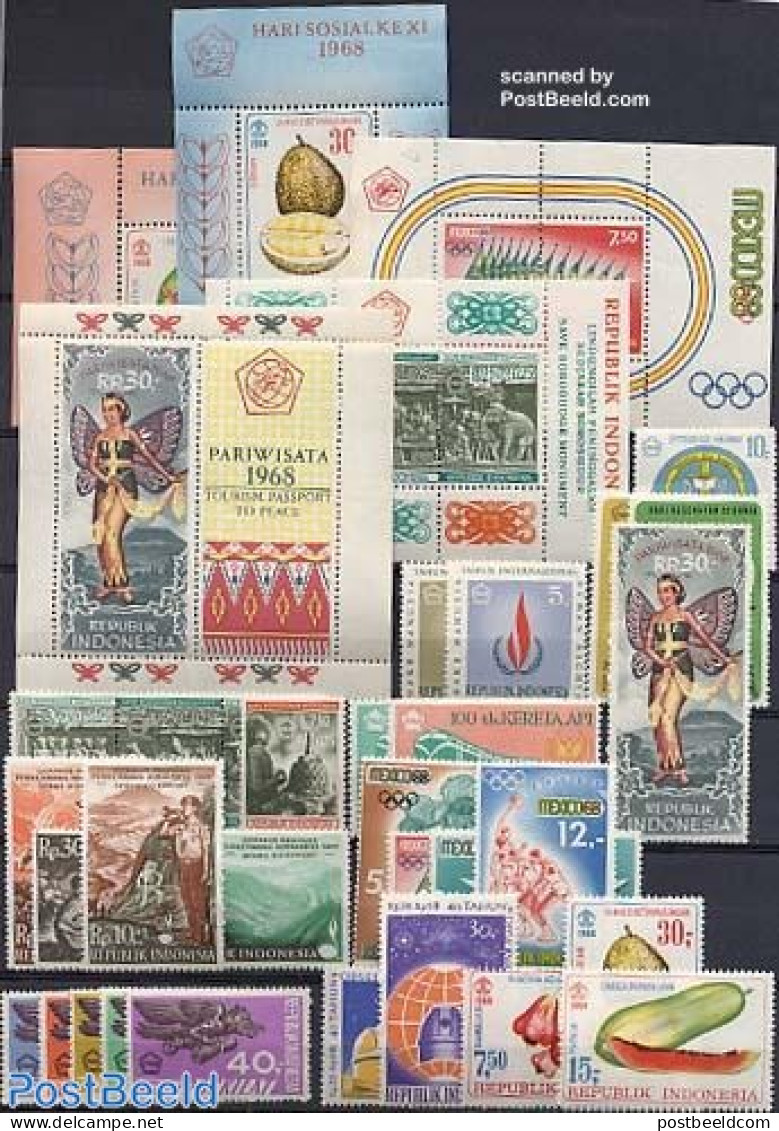 Indonesia 1968 Yearset 1968 (29v+5s/s), Mint NH, Various - Yearsets (by Country) - Non Classés