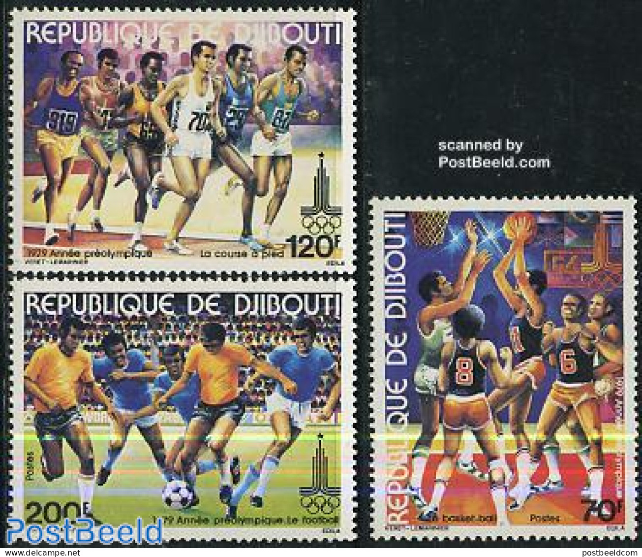 Djibouti 1979 Preolympic Games Moscow 3v, Mint NH, Sport - Athletics - Basketball - Football - Olympic Games - Athlétisme