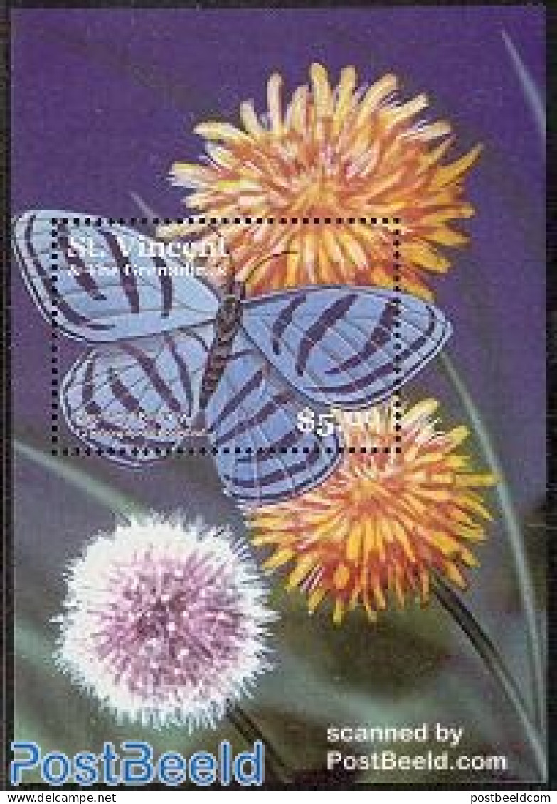 Saint Vincent 2001 Blue Night Butterfly S/s, Mint NH, Nature - Butterflies - St.Vincent (1979-...)