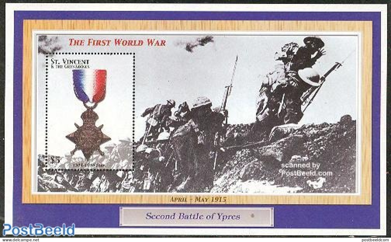 Saint Vincent 2002 Battle Of Ypres S/s, Mint NH, History - Decorations - Militarism - Militaria