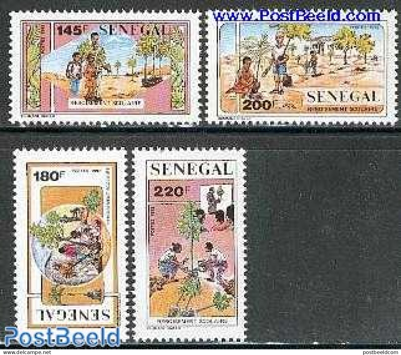 Senegal 1992 Re-forestation 4v, Mint NH, Nature - Science - Trees & Forests - Education - Rotary Club