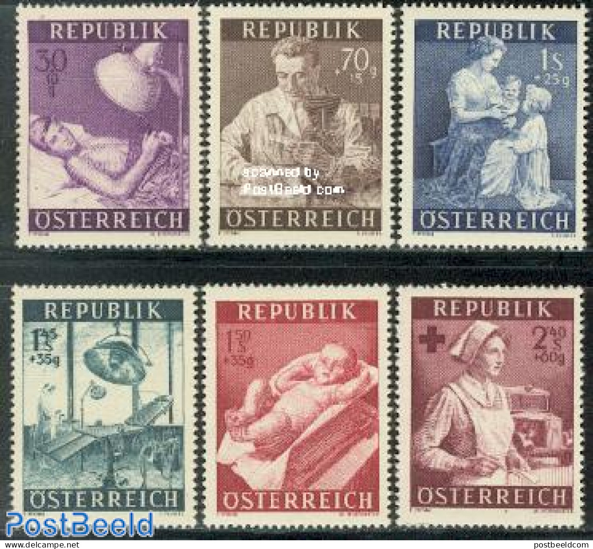 Austria 1954 Health 6v, Unused (hinged), Health - Health - Unused Stamps