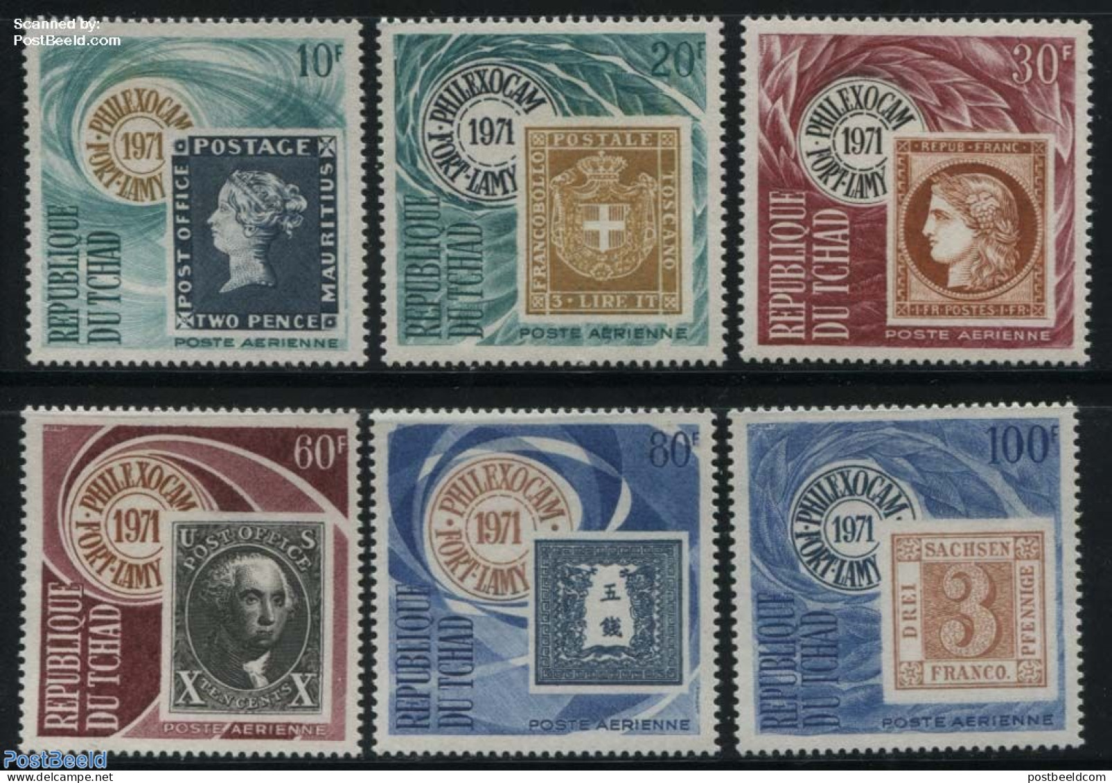 Chad 1971 Philexocam 6v, Mint NH, Stamps On Stamps - Autres & Non Classés