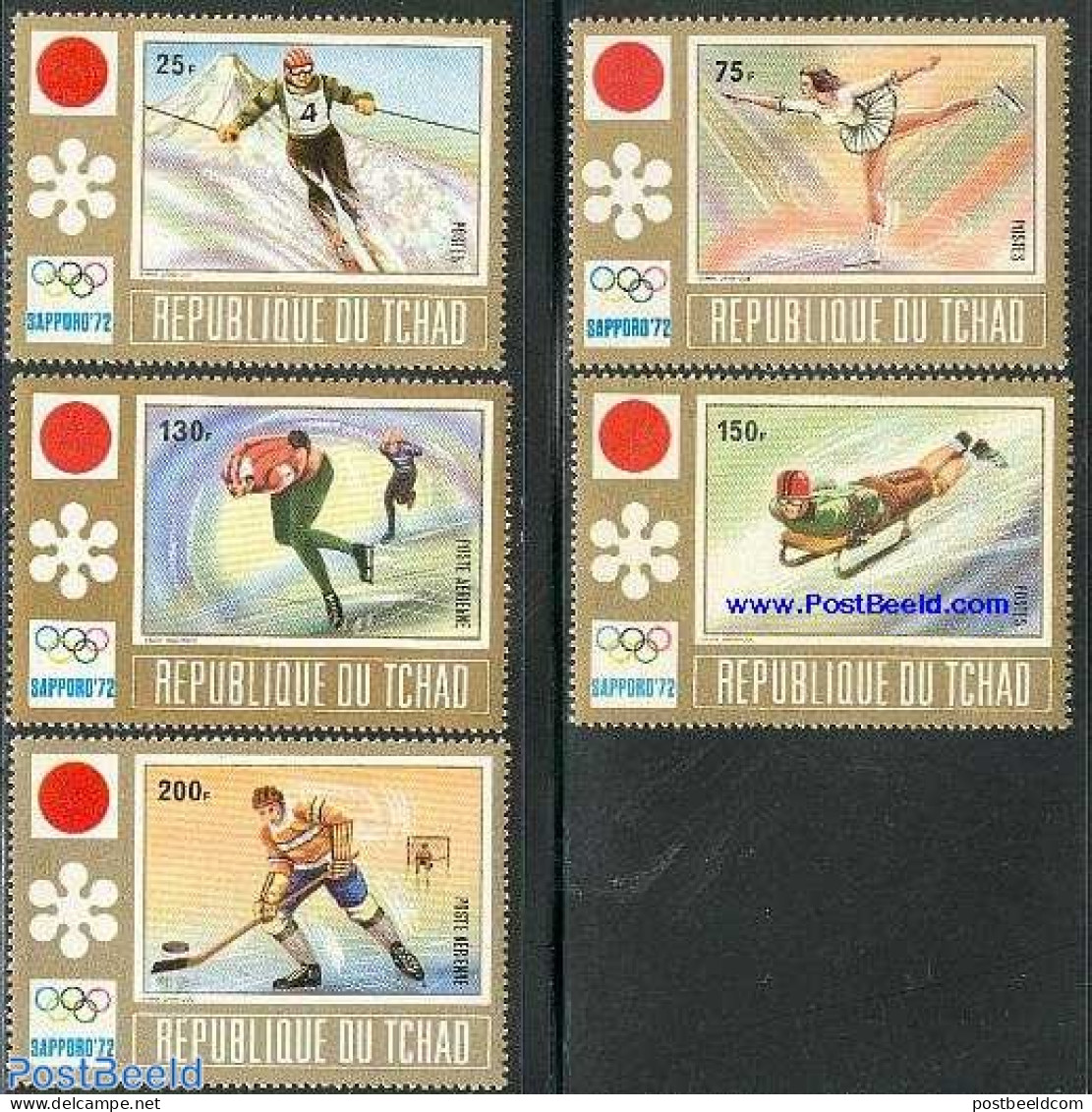Chad 1972 Olympic Winter Games Sapporo 5v, Mint NH, Sport - Ice Hockey - Olympic Winter Games - Skating - Skiing - Andere & Zonder Classificatie