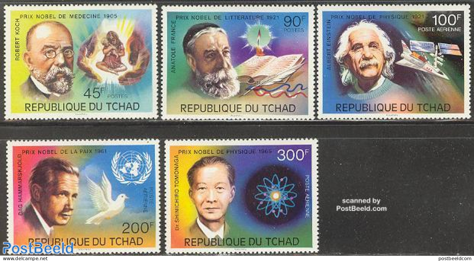 Chad 1976 Nobel Prize Winners 5v, Mint NH, Health - History - Science - Health - Nobel Prize Winners - Physicians - Ar.. - Autres & Non Classés