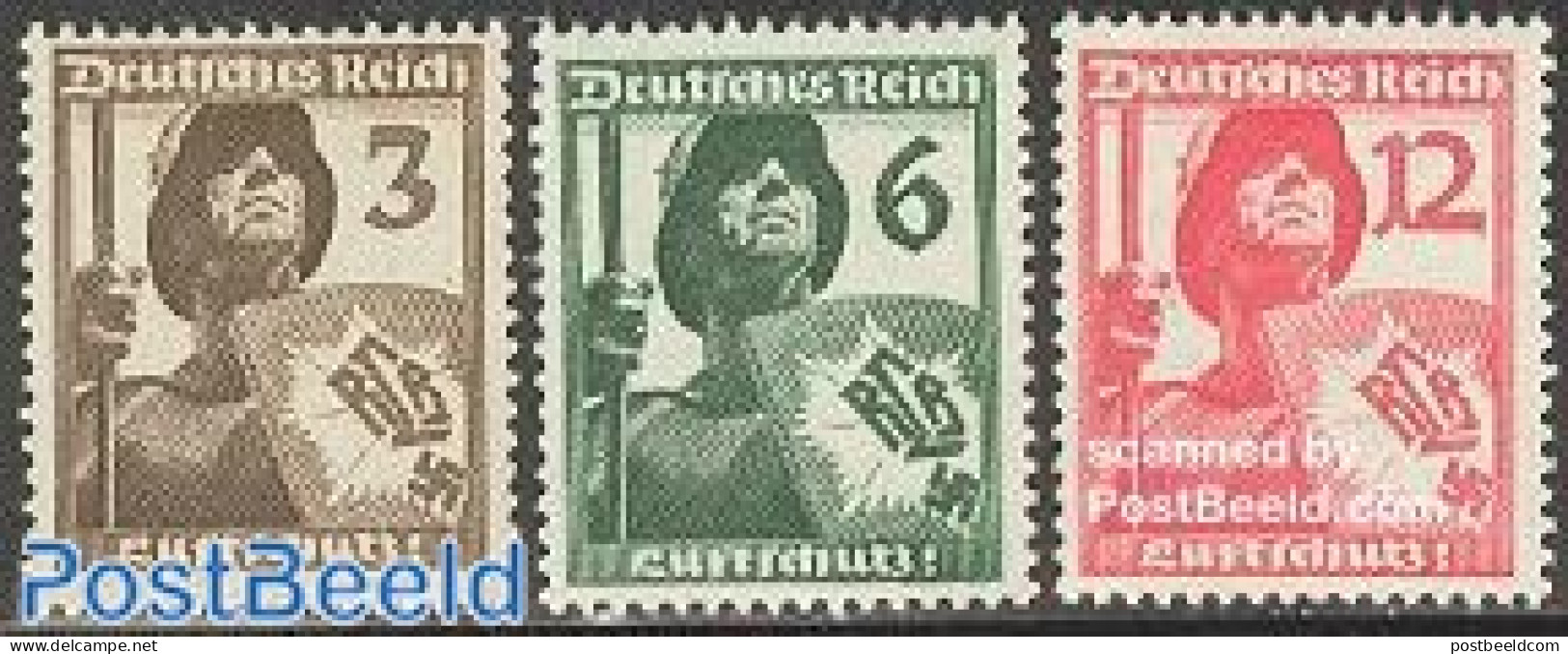 Germany, Empire 1937 Air Defense 3v, Mint NH - Unused Stamps