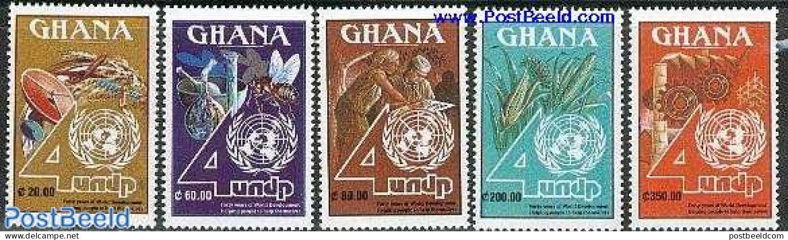 Ghana 1991 UN Development Program 5v, Mint NH, History - Nature - Science - Transport - United Nations - Insects - Che.. - Scheikunde