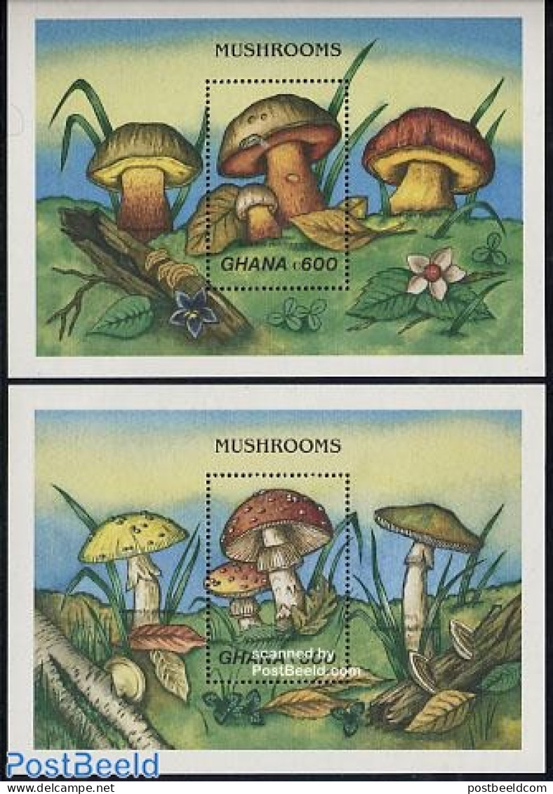 Ghana 1989 Mushrooms 2 S/s, Mint NH, Nature - Mushrooms - Pilze