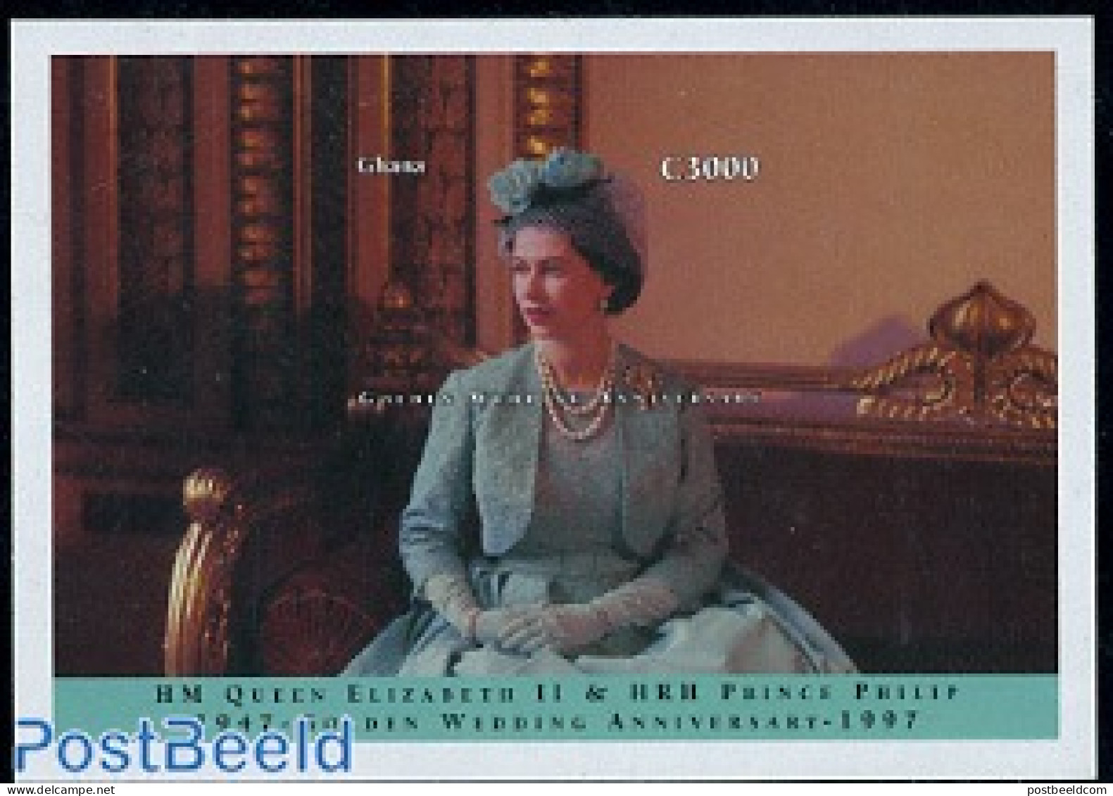 Ghana 1997 Golden Wedding S/s Imperforated, Mint NH, History - Kings & Queens (Royalty) - Royalties, Royals