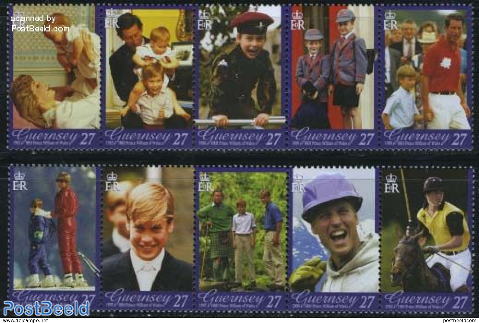 Guernsey 2003 Prince William 10v (2x [::::]), Mint NH, History - Nature - Sport - Kings & Queens (Royalty) - Horses - .. - Koniklijke Families