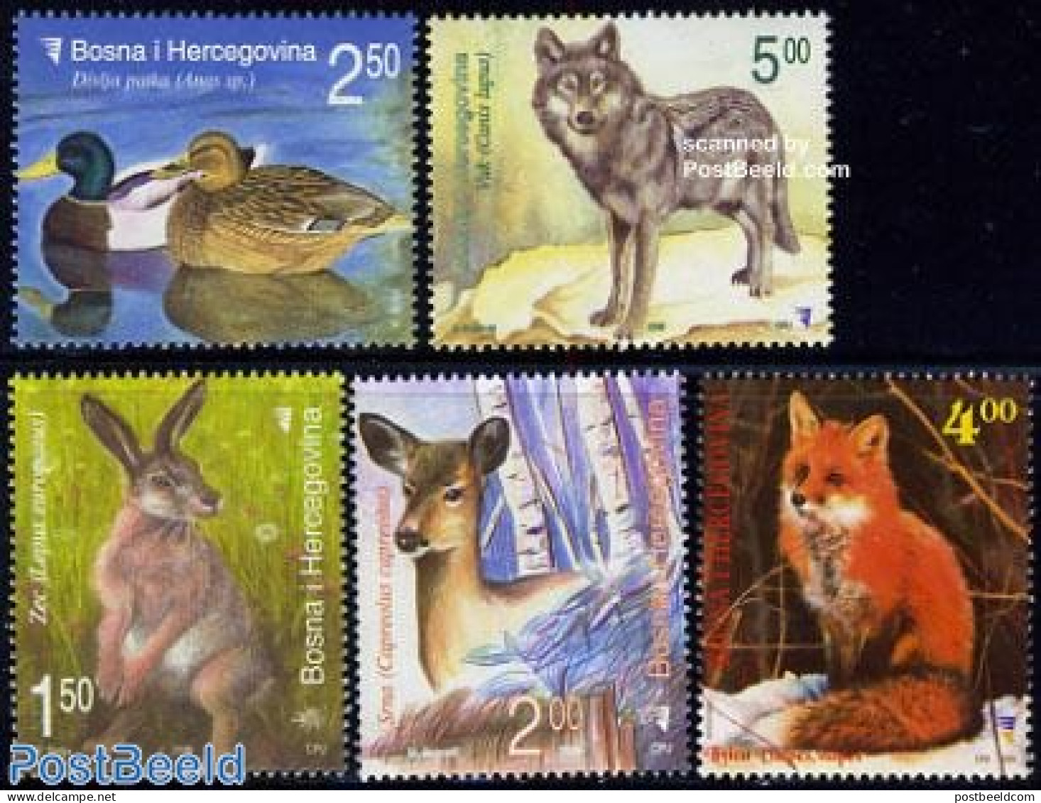 Bosnia Herzegovina 2006 Animals 5v, Mint NH, Nature - Animals (others & Mixed) - Birds - Deer - Ducks - Rabbits / Hares - Other & Unclassified