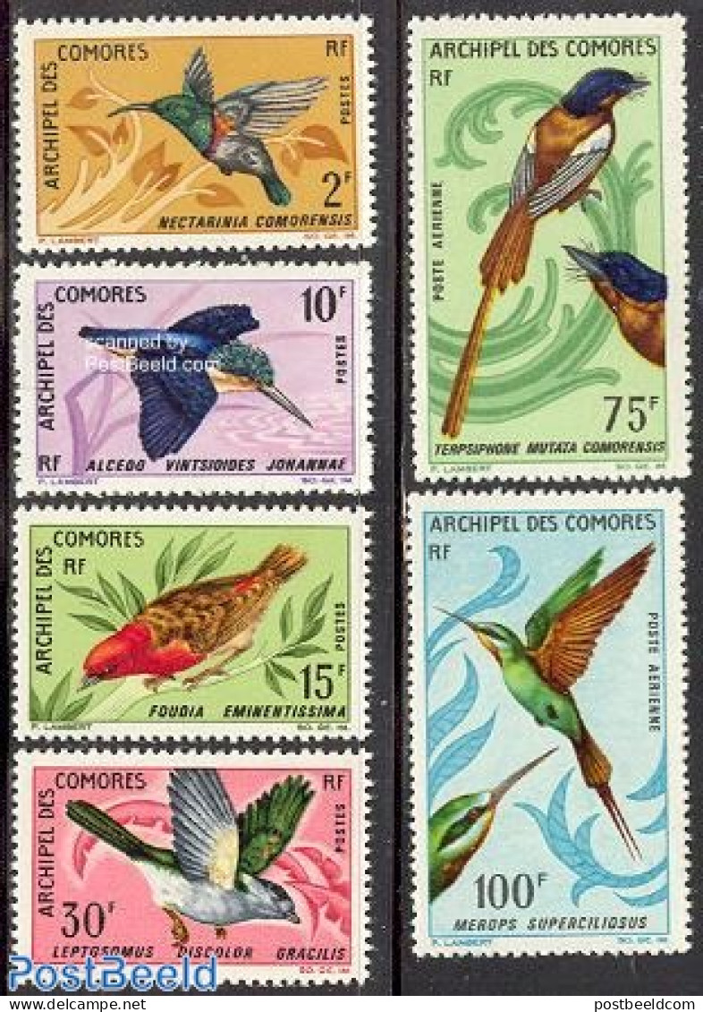 Comoros 1967 Birds 6v, Mint NH, Nature - Birds - Kingfishers - Hummingbirds - Komoren (1975-...)