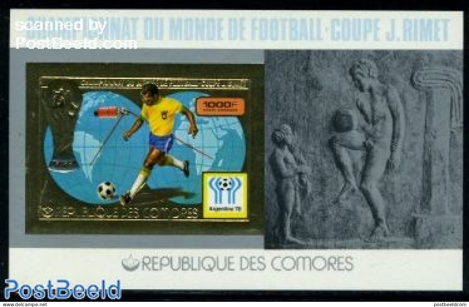Comoros 1978 World Cup Football S/s Imperforated, Mint NH, Sport - Transport - Various - Football - Space Exploration .. - Geografía
