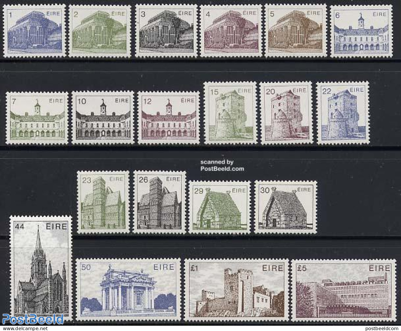 Ireland 1982 Definitives, Architecture 20v, Mint NH, Religion - Churches, Temples, Mosques, Synagogues - Art - Archite.. - Ongebruikt