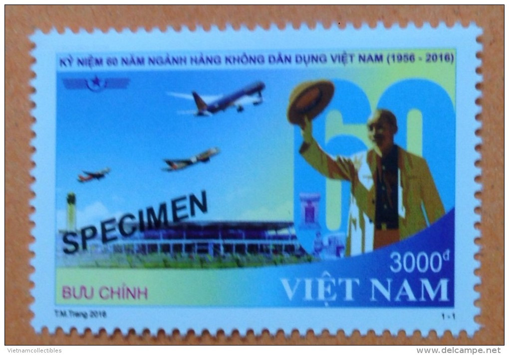 Vietnam MNH SPECIMEN Stamp : 60th Anniversary Of Air Viet Nam (Ms1063) - Issued On 10 Jan 2016 - Vietnam