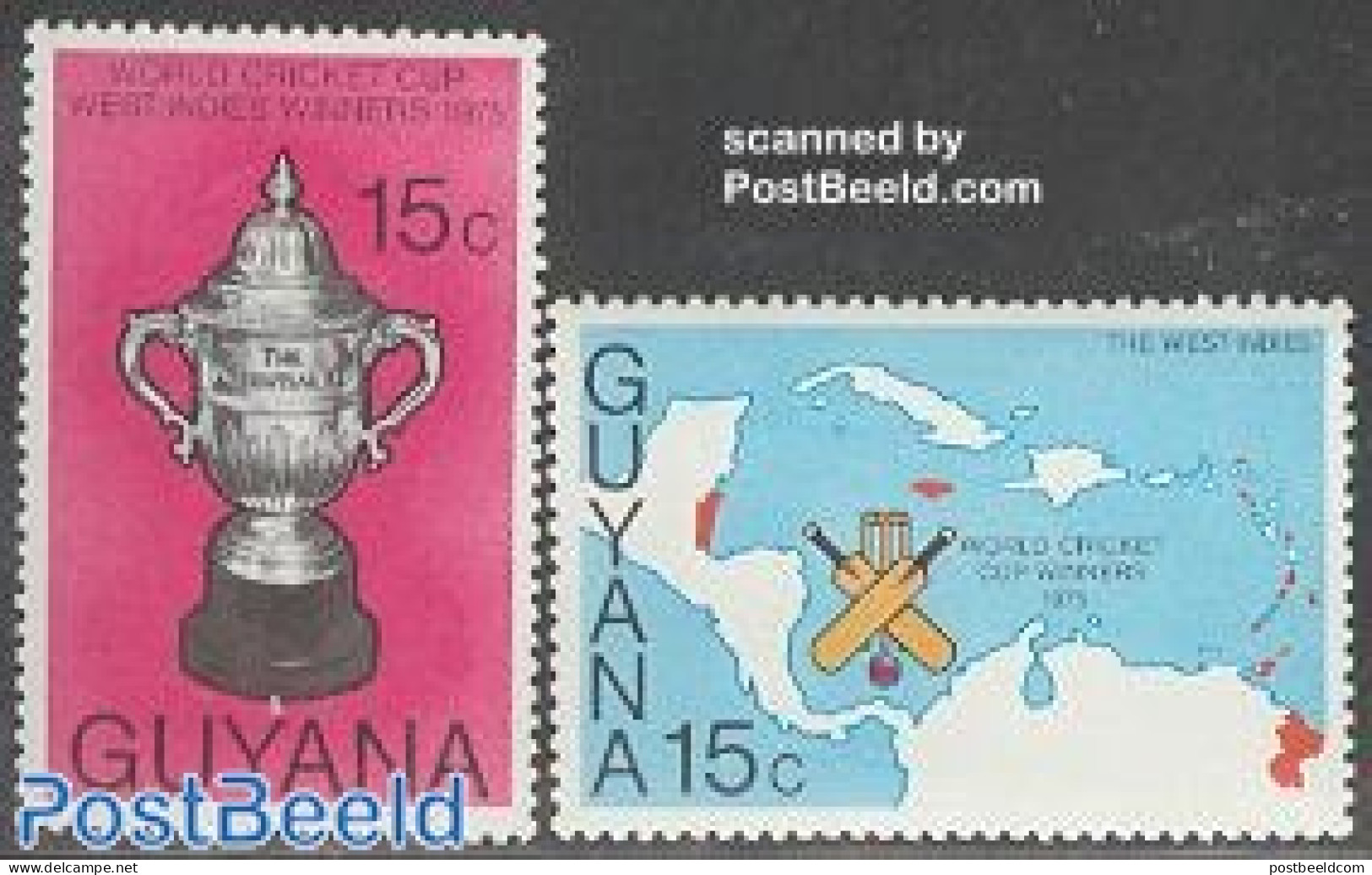 Guyana 1976 Cricket Championship 2v, Mint NH, Sport - Various - Cricket - Sport (other And Mixed) - Joint Issues - Maps - Cricket