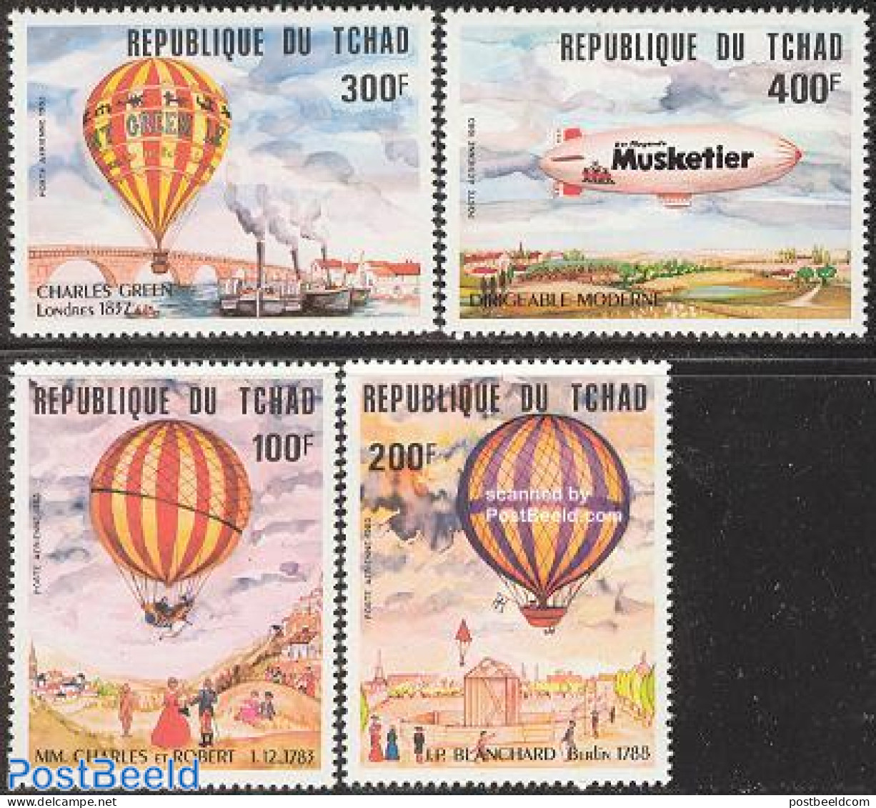 Chad 1983 Aviation Bicentenary 4v, Mint NH, Science - Transport - Chemistry & Chemists - Balloons - Zeppelins - Sonstige & Ohne Zuordnung