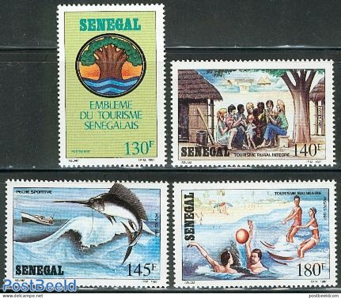 Senegal 1989 Tourism 4v, Mint NH, Nature - Sport - Transport - Various - Fish - Fishing - Fun Sports - Ships And Boats.. - Fishes