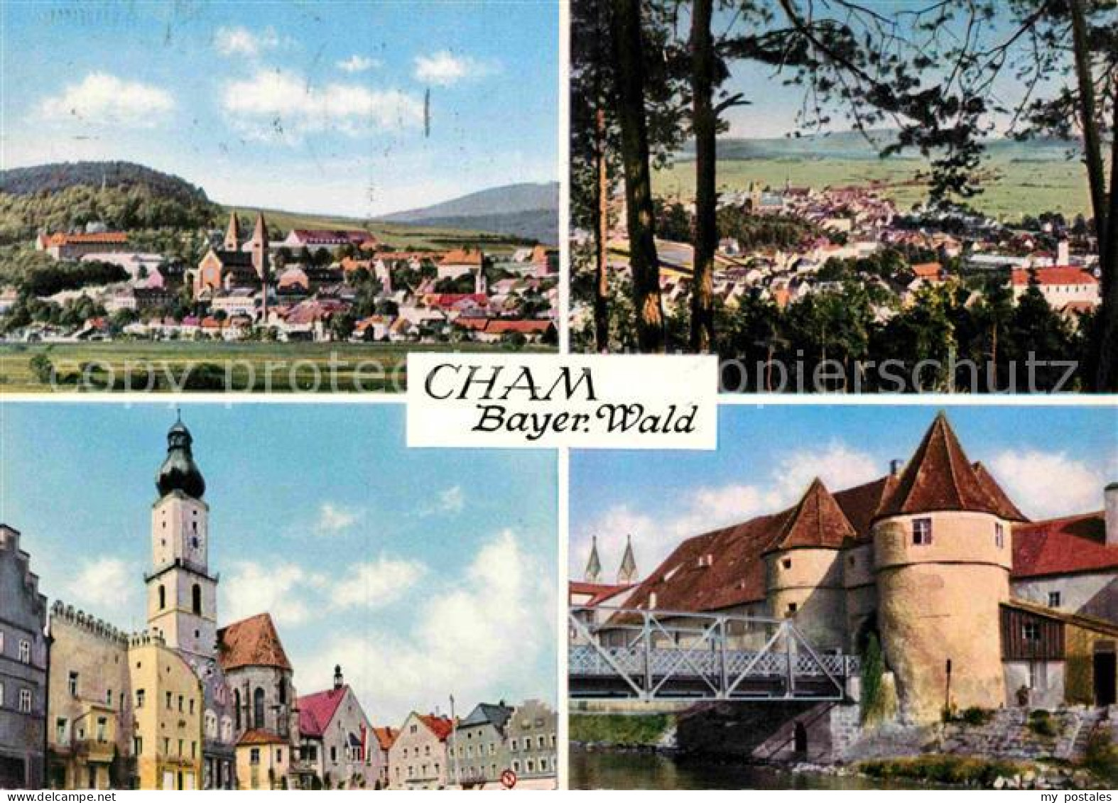 72903643 Cham Oberpfalz Panorama Kirche Schloss Cham - Autres & Non Classés