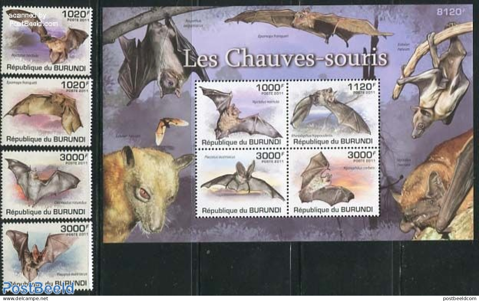 Burundi 2011 Bats 4v + S/s, Mint NH, Nature - Animals (others & Mixed) - Bats - Other & Unclassified