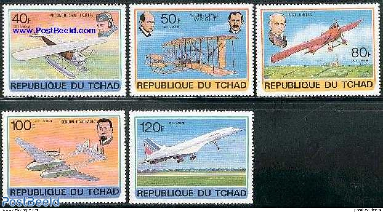 Chad 1978 Aviation History 5v, Mint NH, Transport - Concorde - Aircraft & Aviation - Andere & Zonder Classificatie