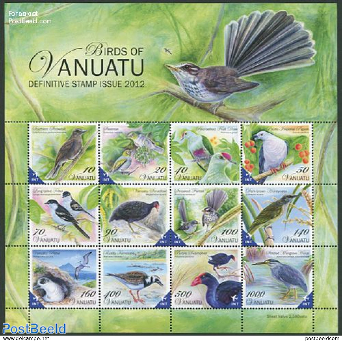 Vanuatu 2012 Definitives, Birds 12v M/s, Mint NH, Nature - Birds - Vanuatu (1980-...)