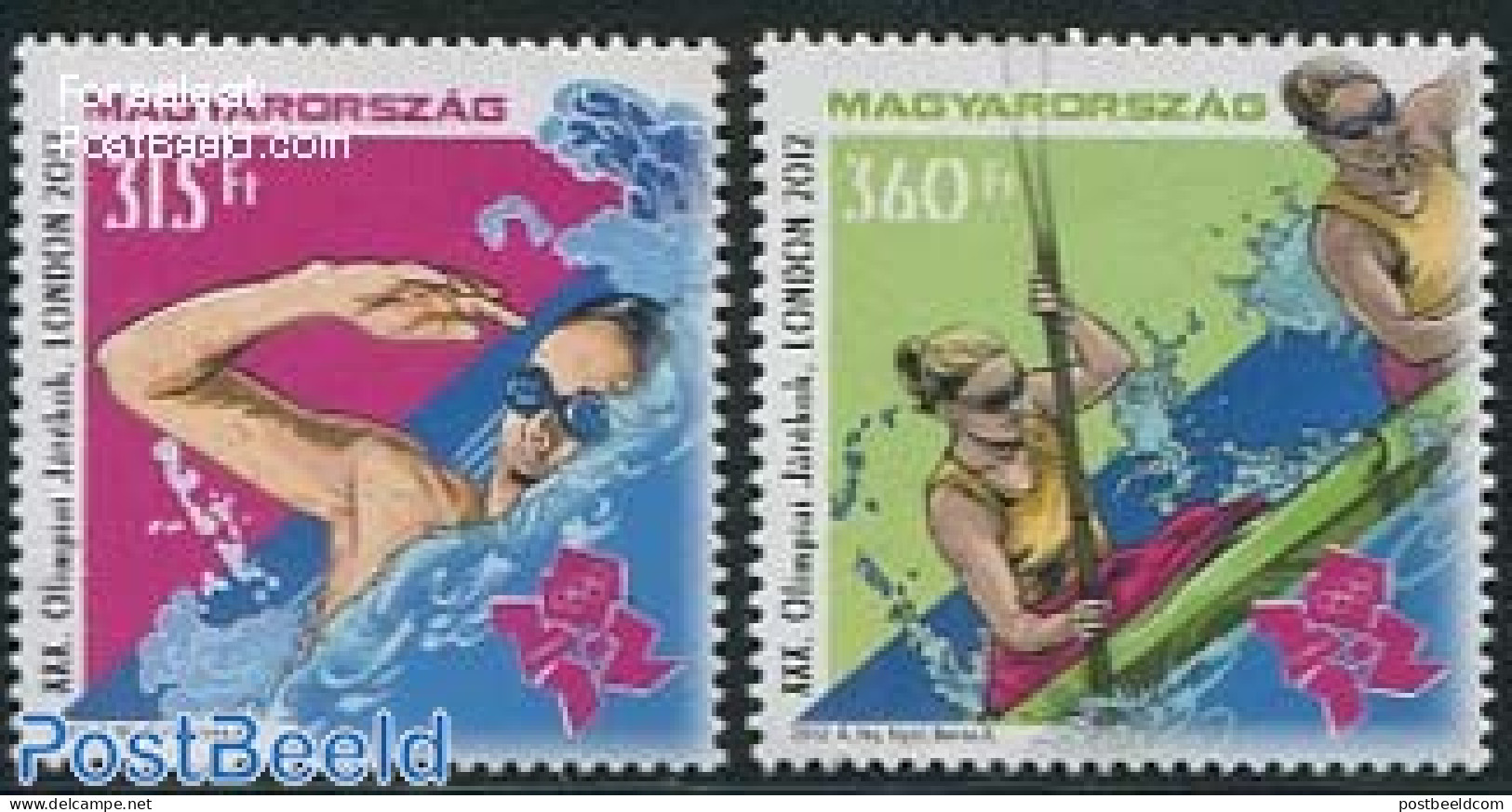 Hungary 2012 Olympic Games London 2v, Mint NH, Sport - Olympic Games - Swimming - Nuevos