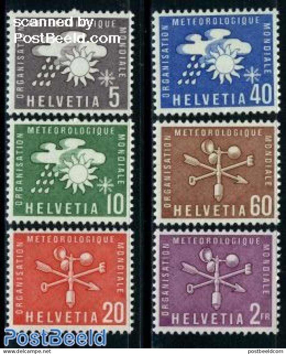 Switzerland 1956 World Weather Organisation 6v, Mint NH, Science - Meteorology - Neufs