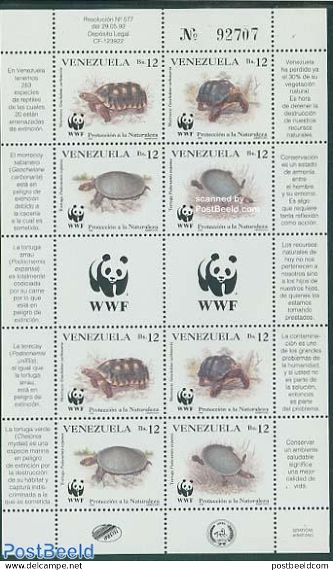 Venezuela 1992 WWF, Turtles M/s, Mint NH, Nature - Turtles - World Wildlife Fund (WWF) - Venezuela