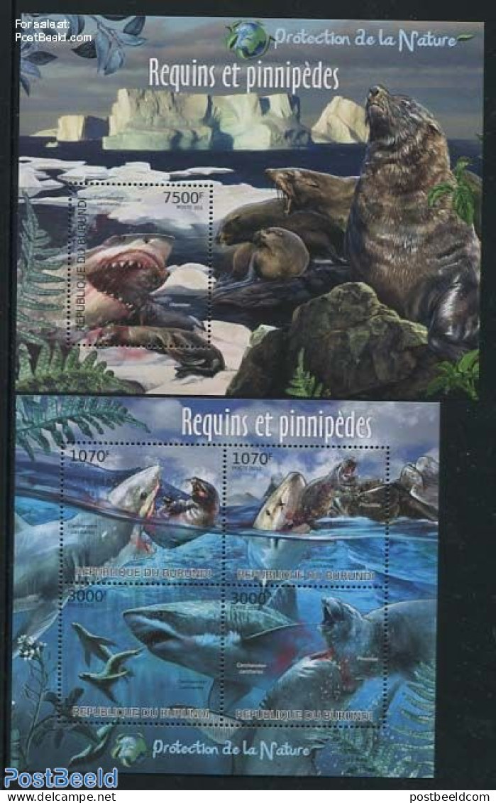 Burundi 2012 Sharks 2 S/s, Mint NH, Nature - Fish - Pesci