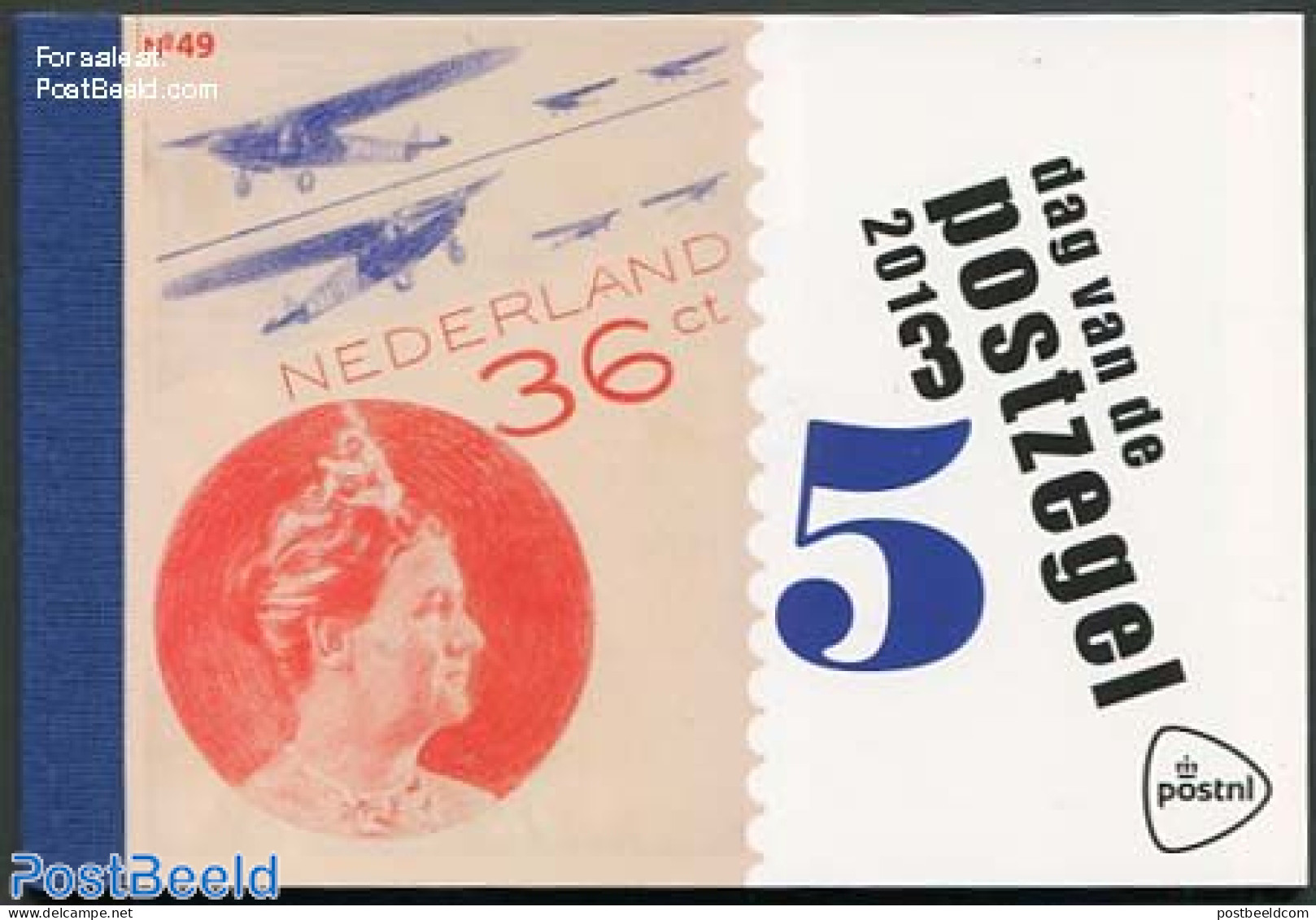 Netherlands 2013 Stamp Day Prestige Booklet, Mint NH, Transport - Stamp Booklets - Stamp Day - Stamps On Stamps - Airc.. - Ongebruikt