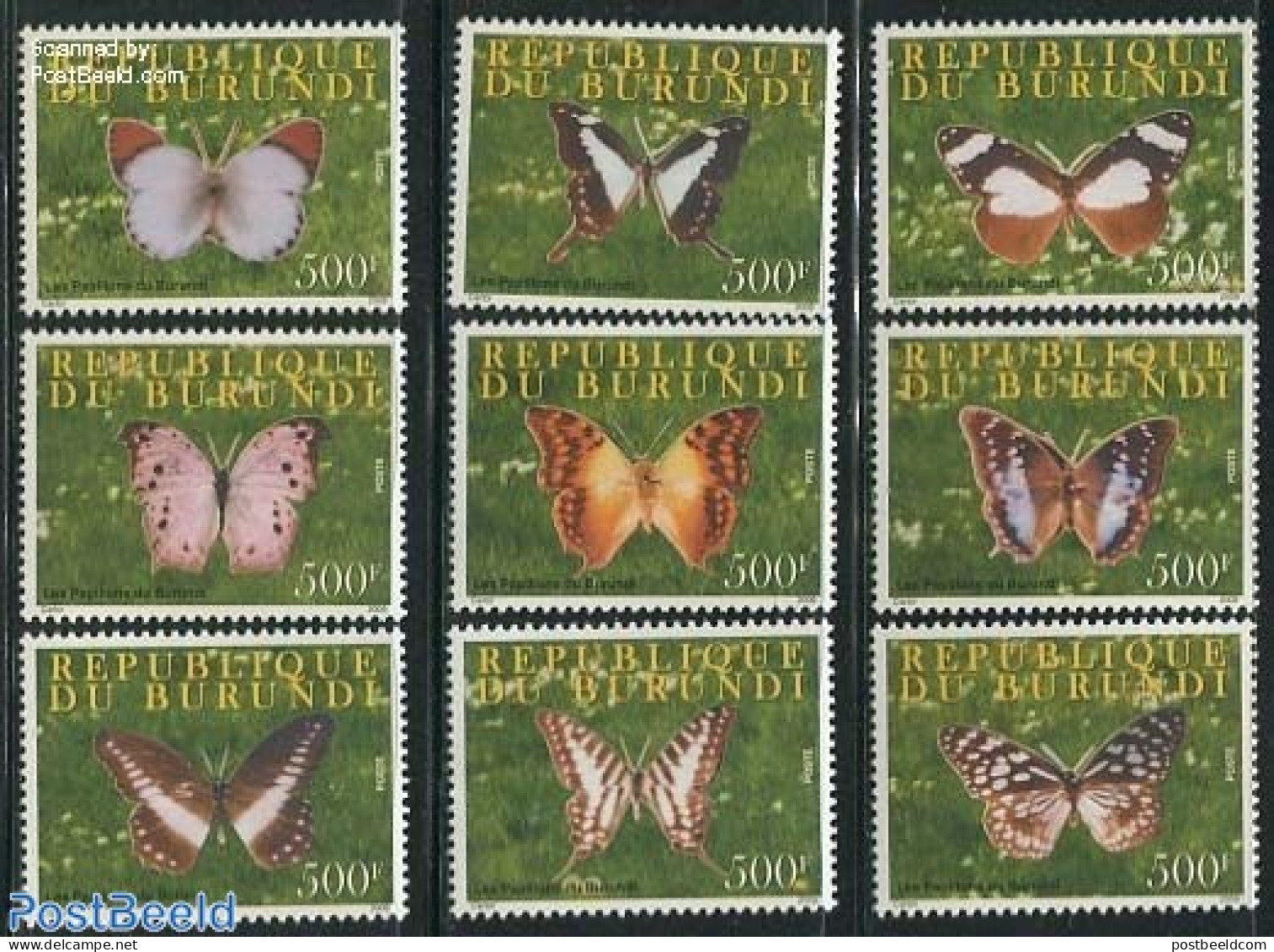 Burundi 2009 Butterflies 9v, Mint NH, Nature - Butterflies - Autres & Non Classés