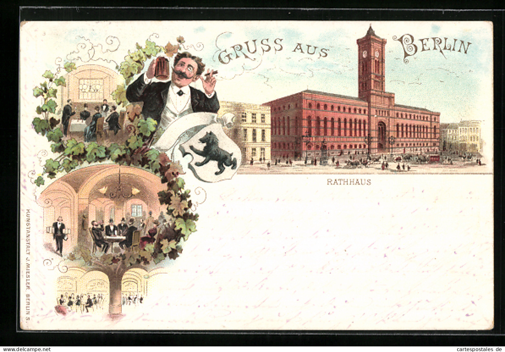 Lithographie Berlin, Königstrasse Mit Blick Auf Das Rathaus  - Mitte