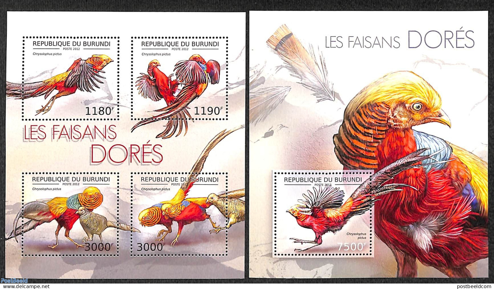 Burundi 2012 Pheasants 2 S/s, Mint NH, Nature - Birds - Poultry - Altri & Non Classificati