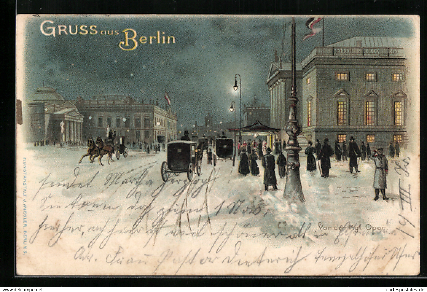 Lithographie Berlin, Kgl. Oper Im Winterglanz  - Mitte