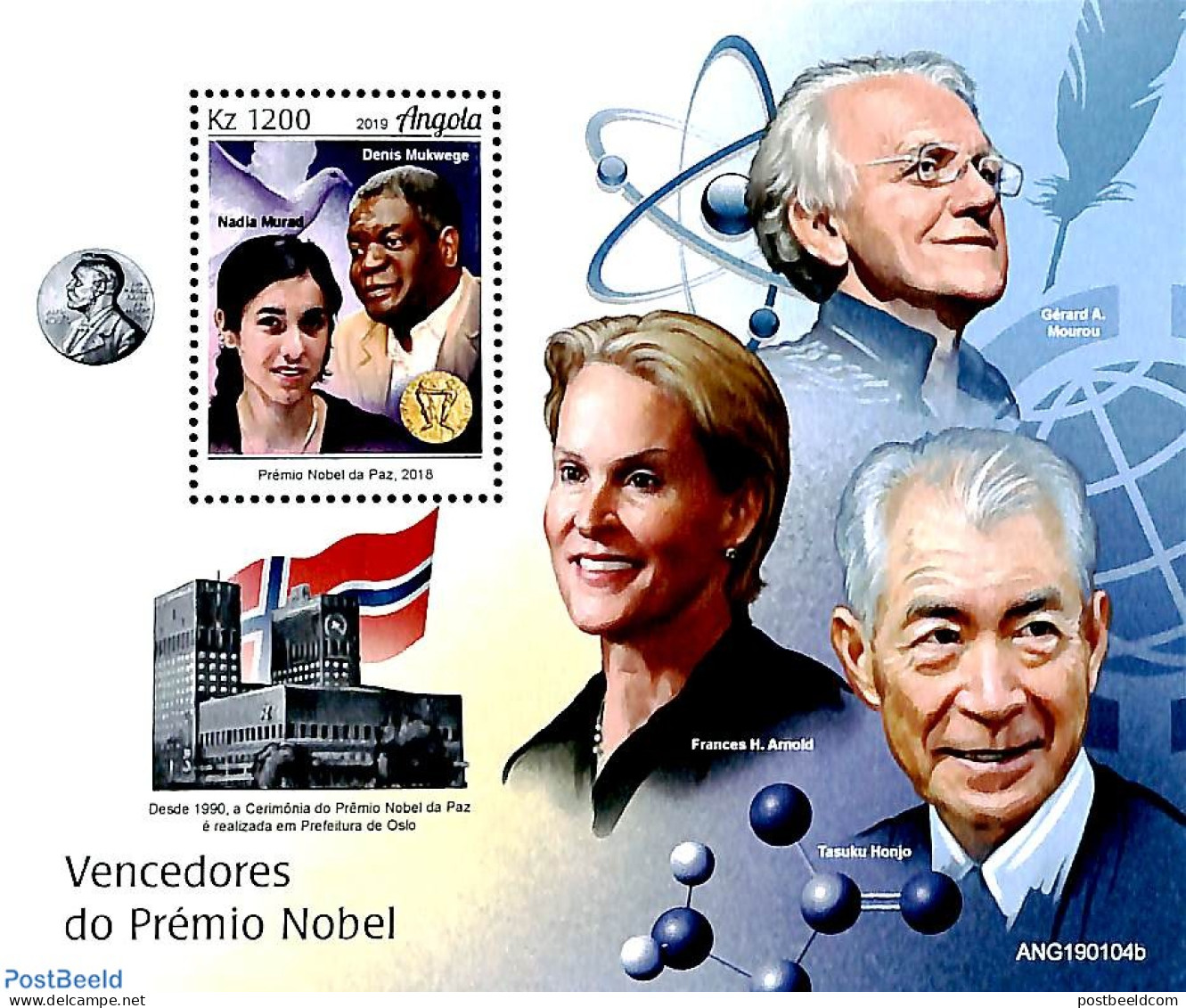 Angola 2019 Nobel Prize Winners S/s, Mint NH, History - Nobel Prize Winners - Prix Nobel