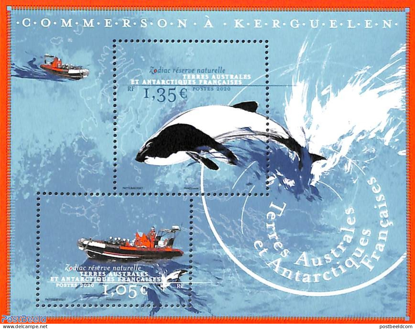 French Antarctic Territory 2020 Commerson, Whale S/s, Mint NH, Nature - Transport - Sea Mammals - Ships And Boats - Nuovi